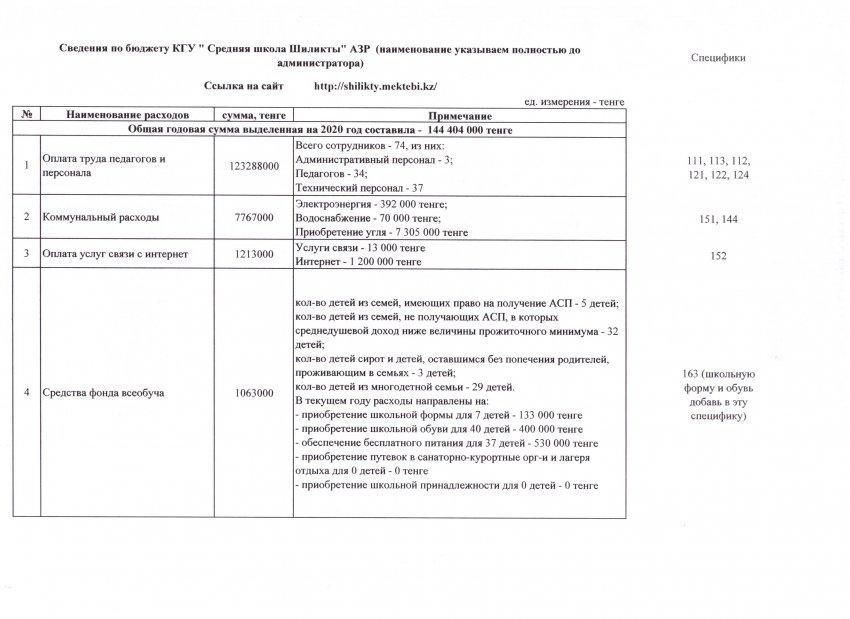 Жоспардың орындалуы  2020